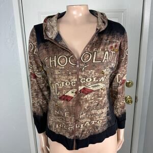 Vintage Y2K Shirt Take Two Hooded Hoodie Small Cotton Printed Chocolate S24